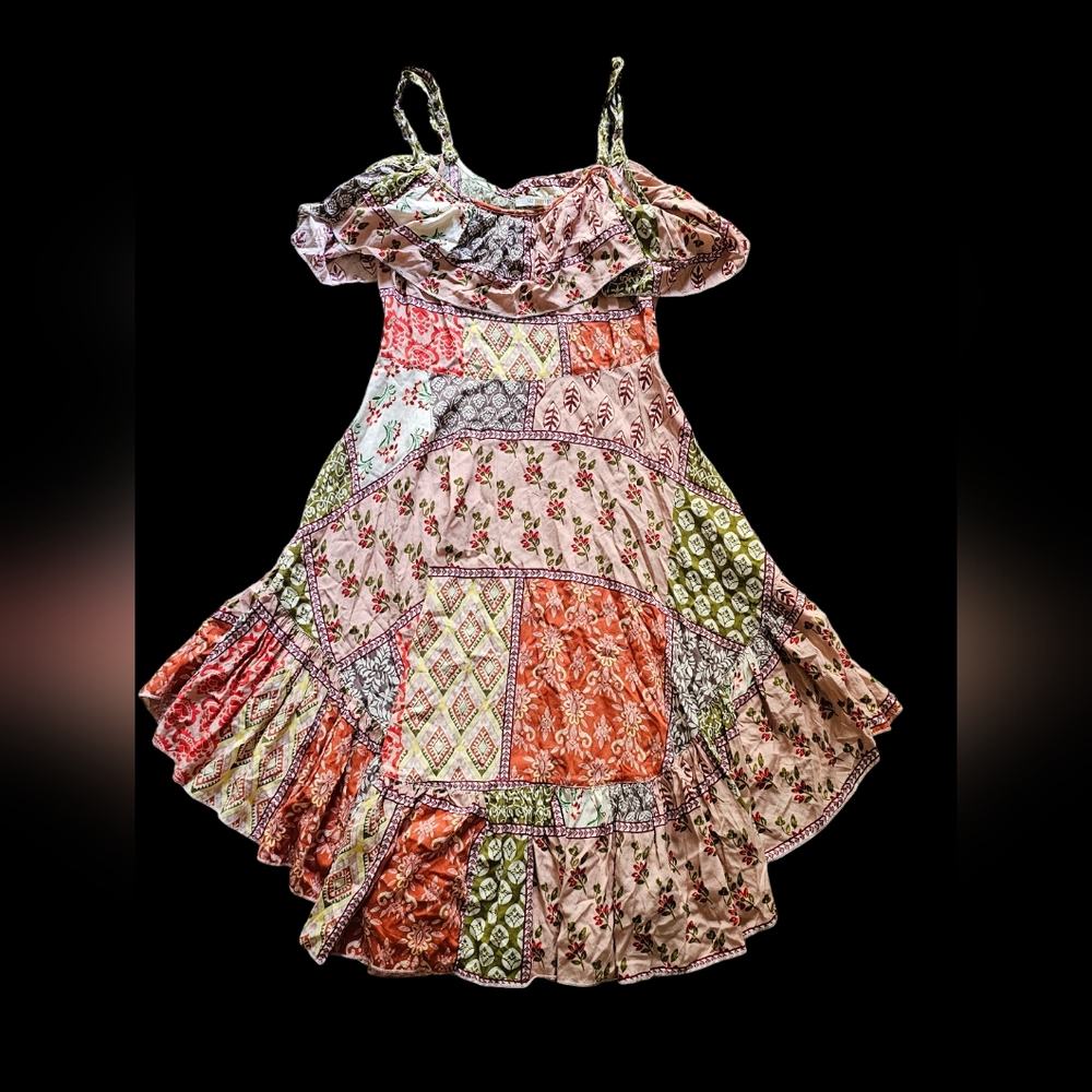 Abel the label Gipsia Anthropologie boho patchwork 100% rayon dress size XS
